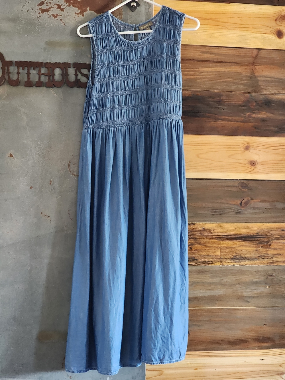 Style & Co. Sleeveless Chambray Maxi Dress in Light Blue
